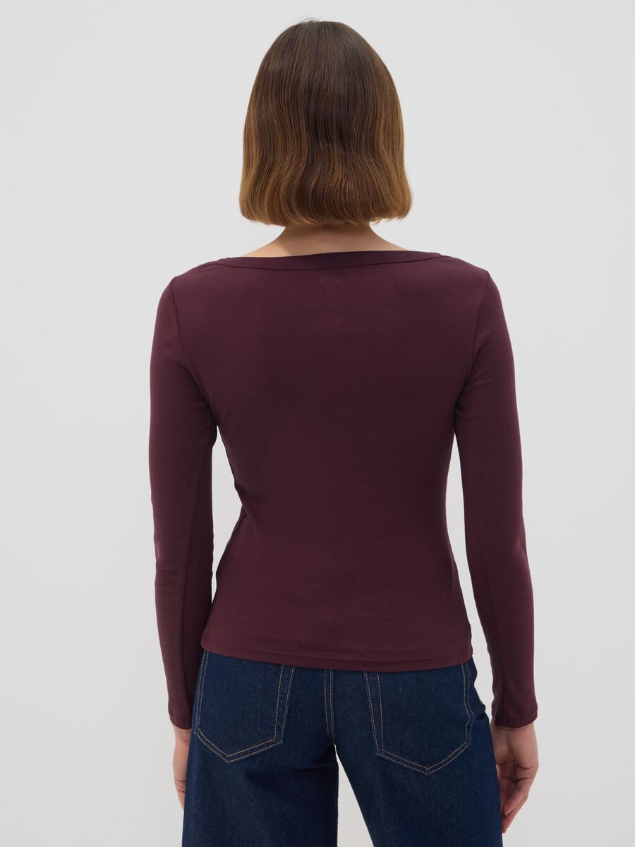 T-shirt viola in puro cotone con girocollo regular fit_3