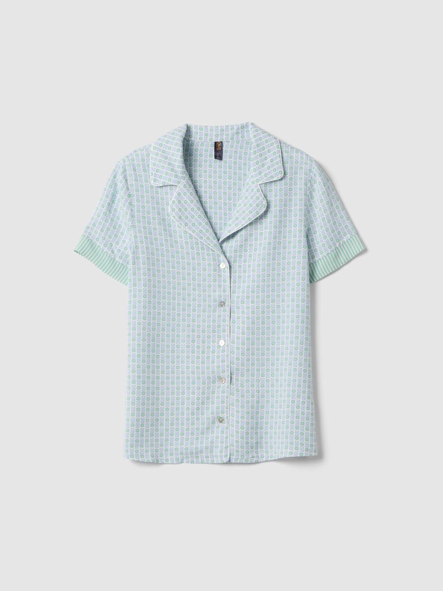 Multicolour pure viscose pyjama shirt, regular fit with design_0