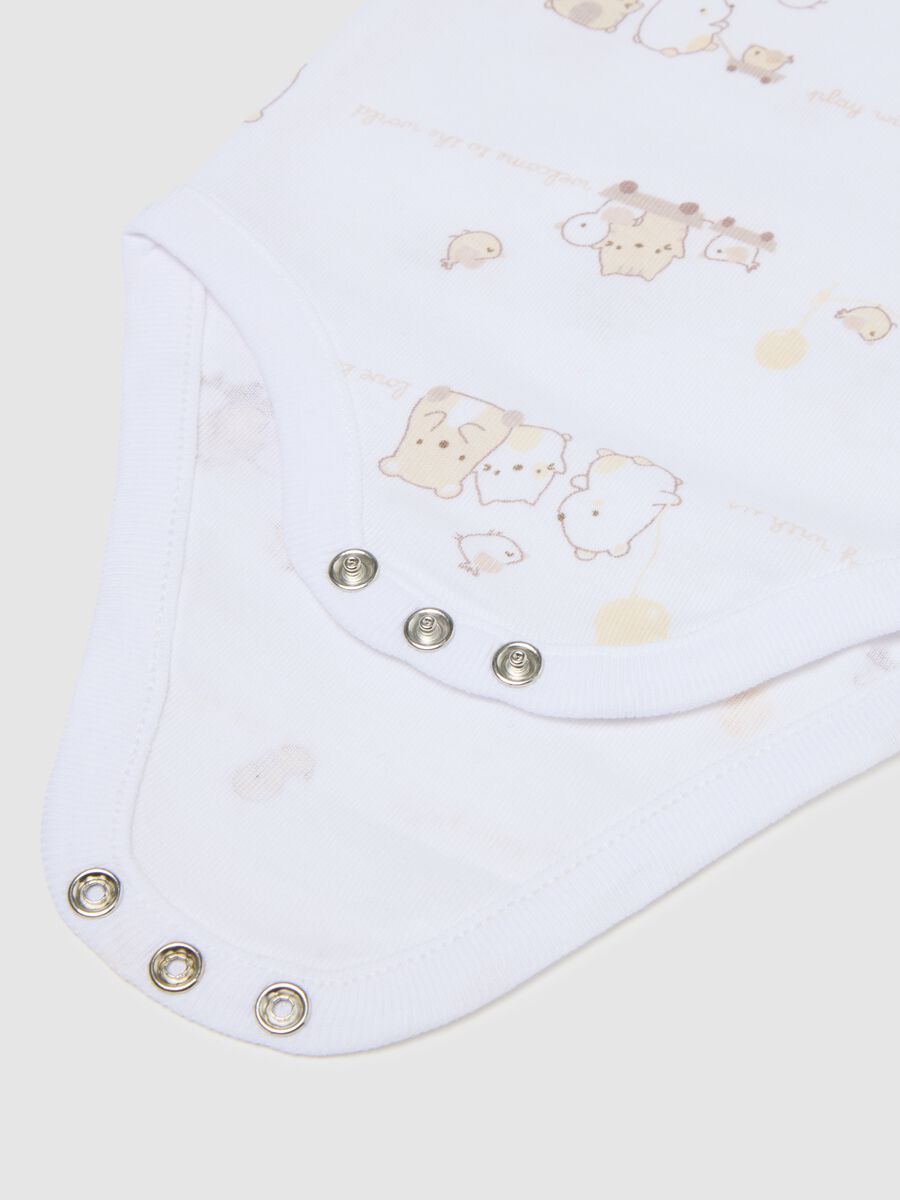 Multicolour short-sleeved bodysuit trip pack in pure cotton for newborns_3