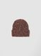 Brown ribbed knit beanie in stretch wool_0