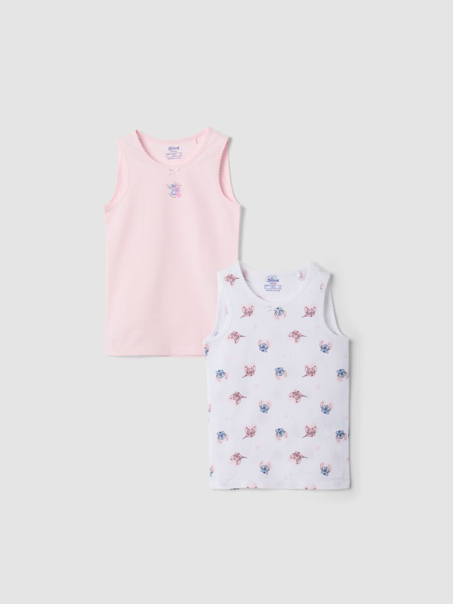 2-pack pink and white organic cotton vests with Lilo & Stitch print_0