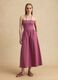 Robe longue rose en coton stretch, coupe regular, sans bretelles_1