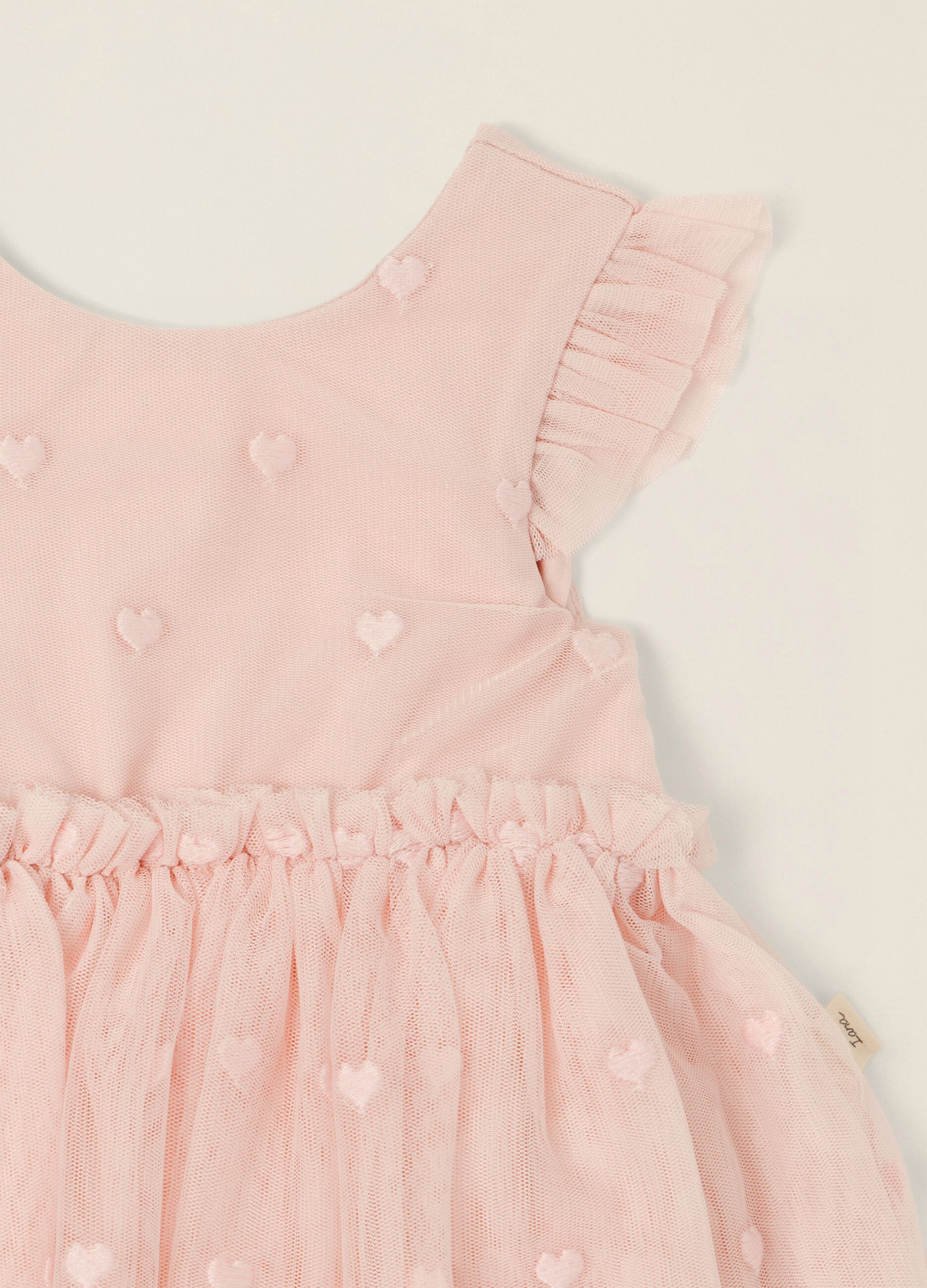 Baby Girls&rsquo; Pink Dress with Tulle Hearts