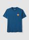Blaues T-Shirt aus reiner Baumwoll-Jersey mit Print, Regular Fit_4