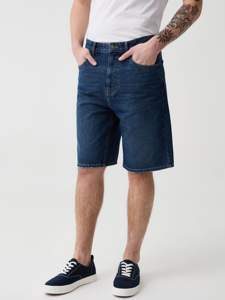 Denim baggy-fit Bermuda shorts_1