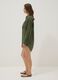Green cotton-blend kaftan with gold stripes_2