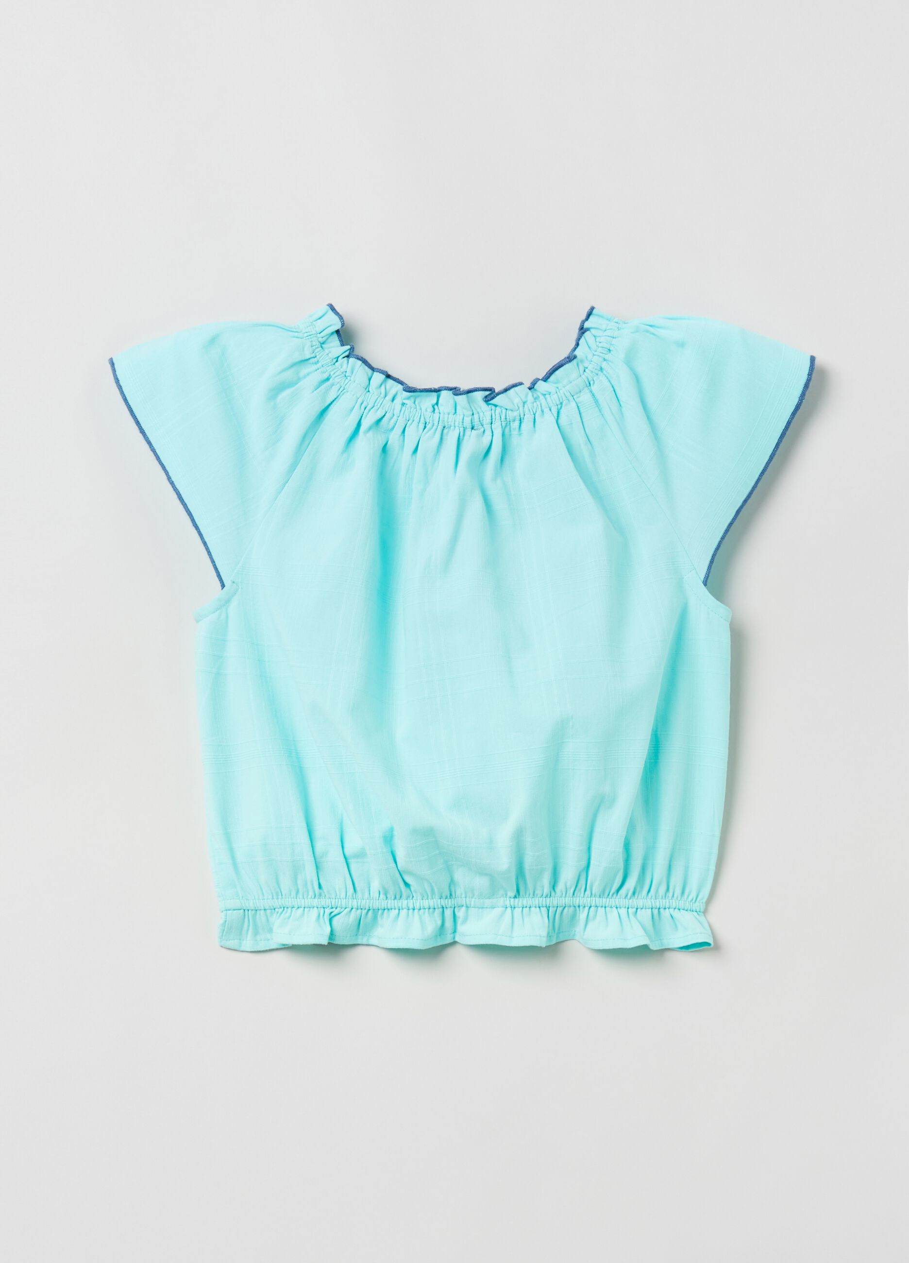 Cotton blouse with cap sleeves_1