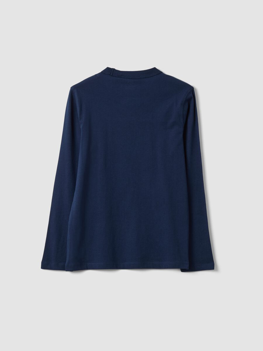 Blue organic cotton T-shirt with college print_2