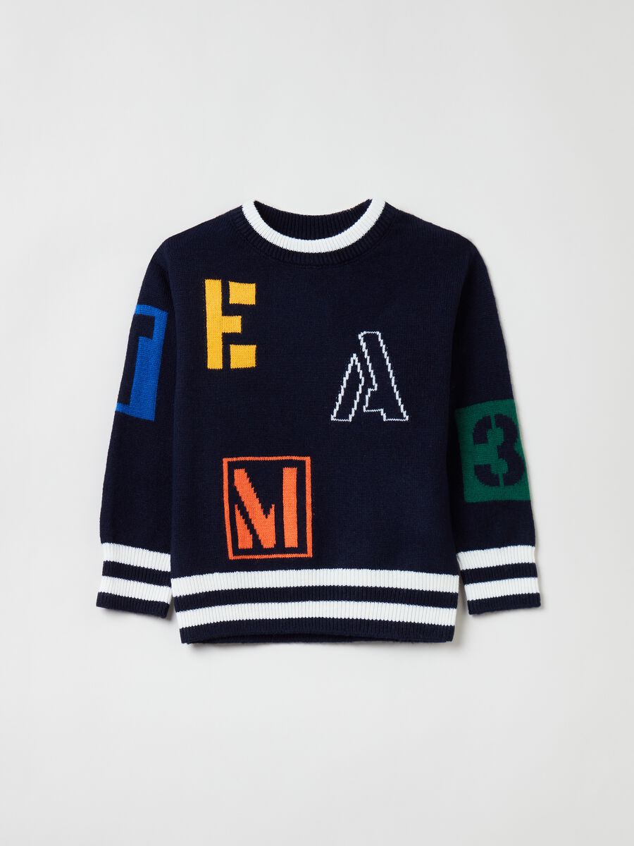 Pullover with jacquard lettering_0