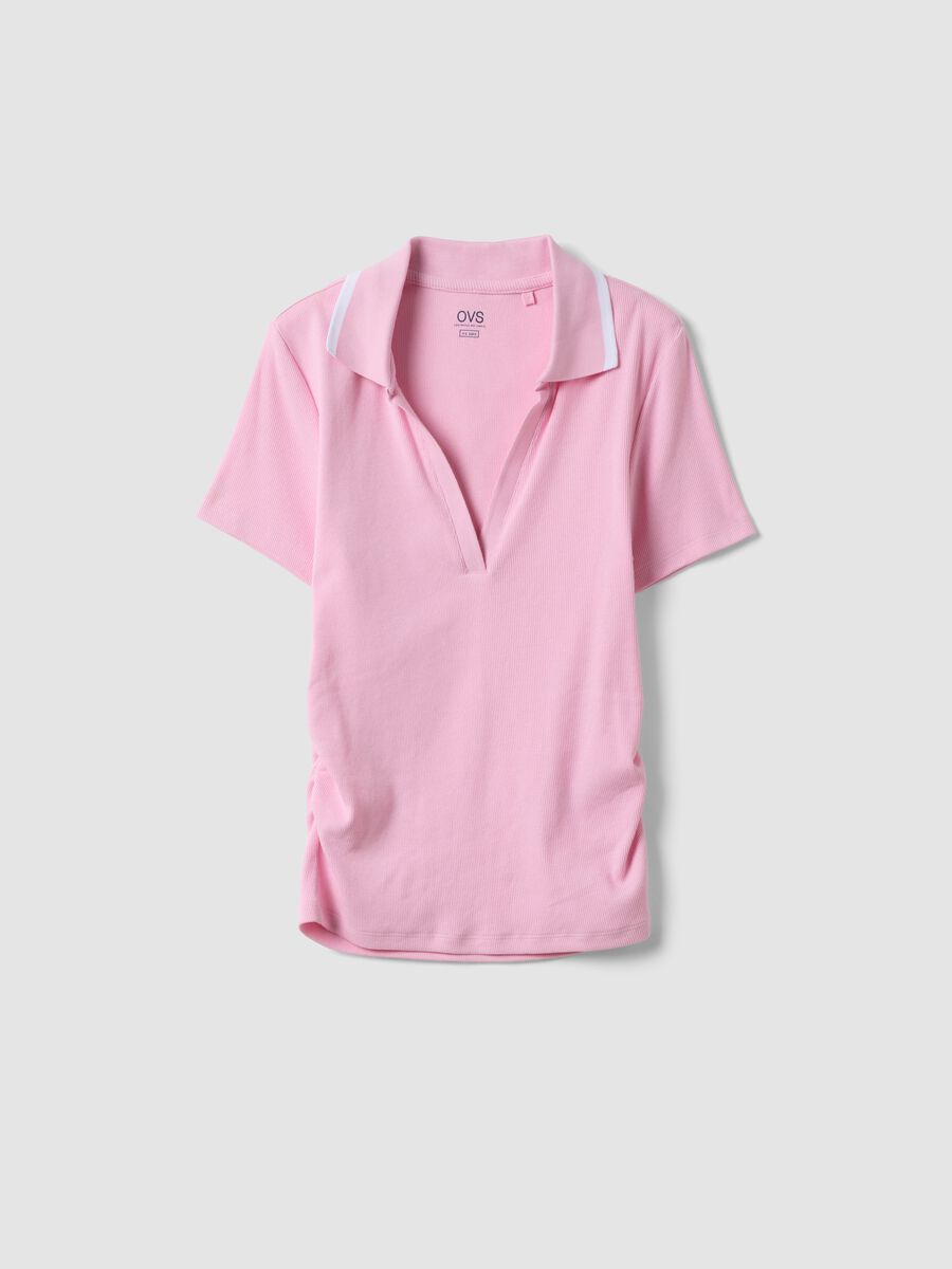 Ružičasta polo majica kratkih rukava od rastezljivog pamuka, regular kroj_4