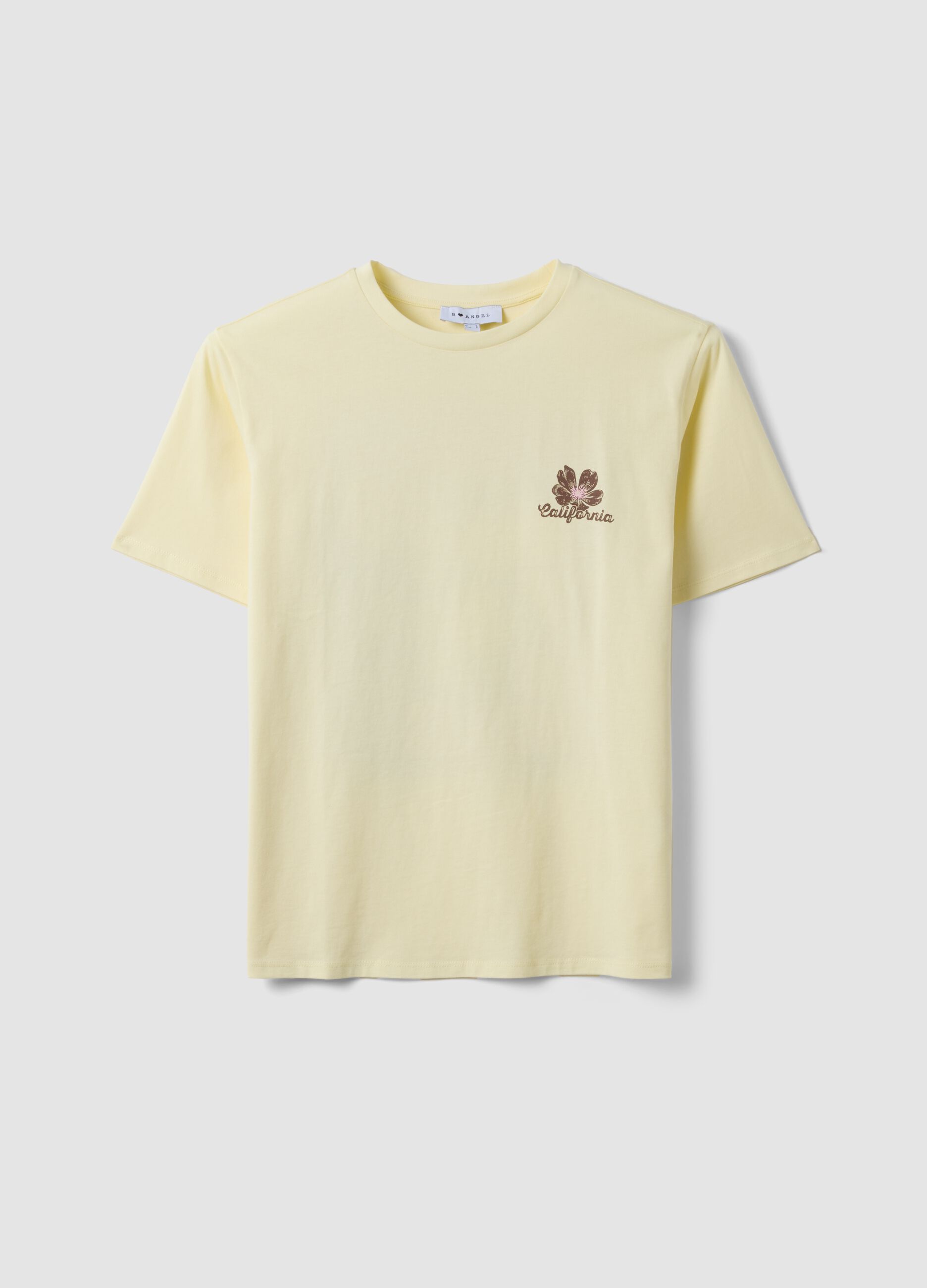 T-shirt gialla in puro cotone con stampa relaxed fit