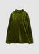 Green regular-fit stretch shirt with velvet-effect finish_2