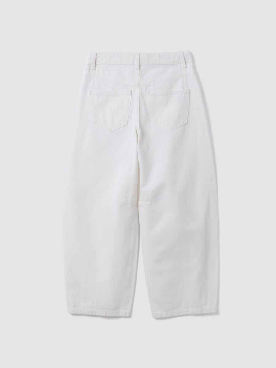 Girls&rsquo; white baggy pure cotton trousers_4
