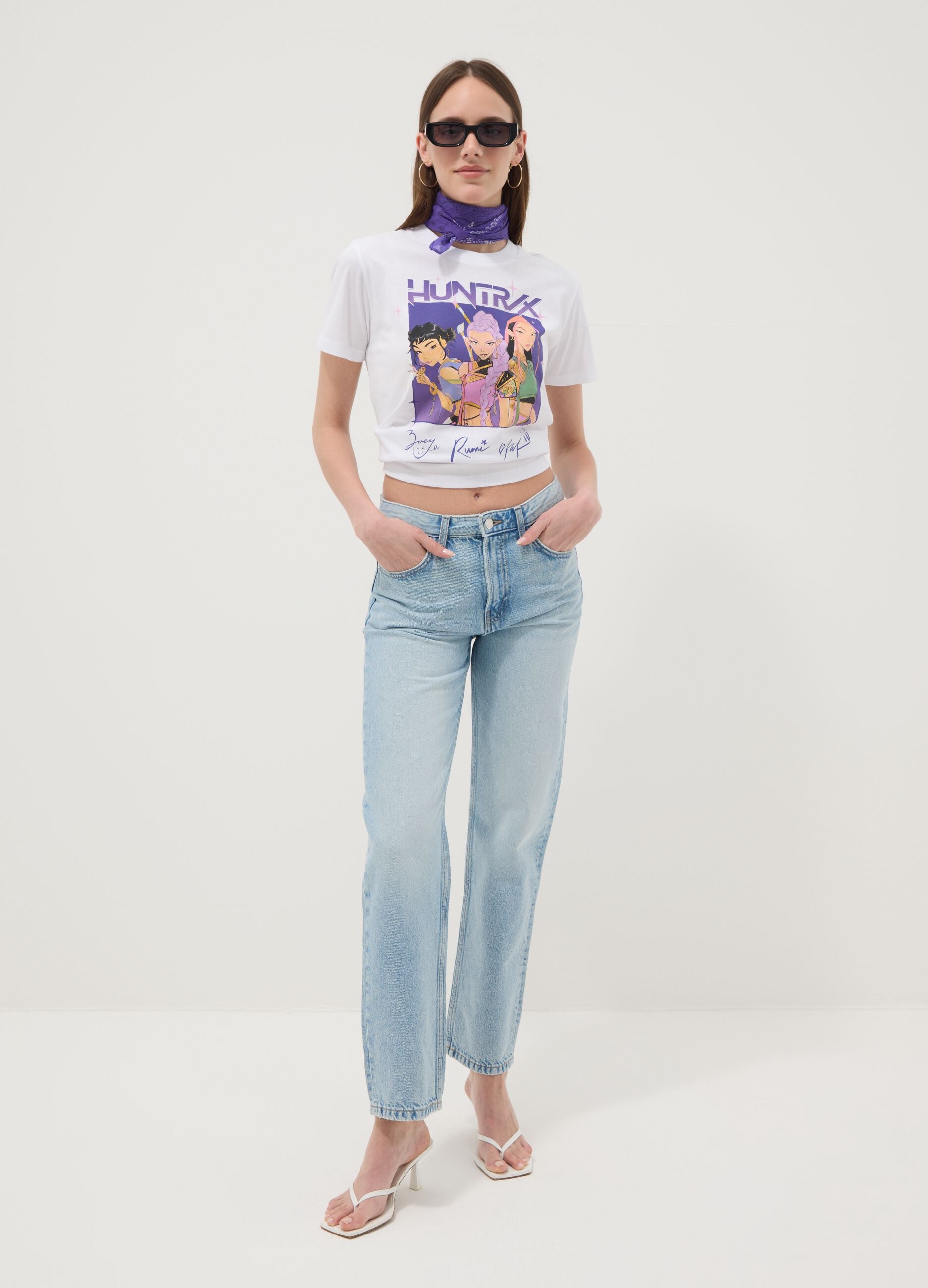 White pure cotton regular fit T-shirt with print
