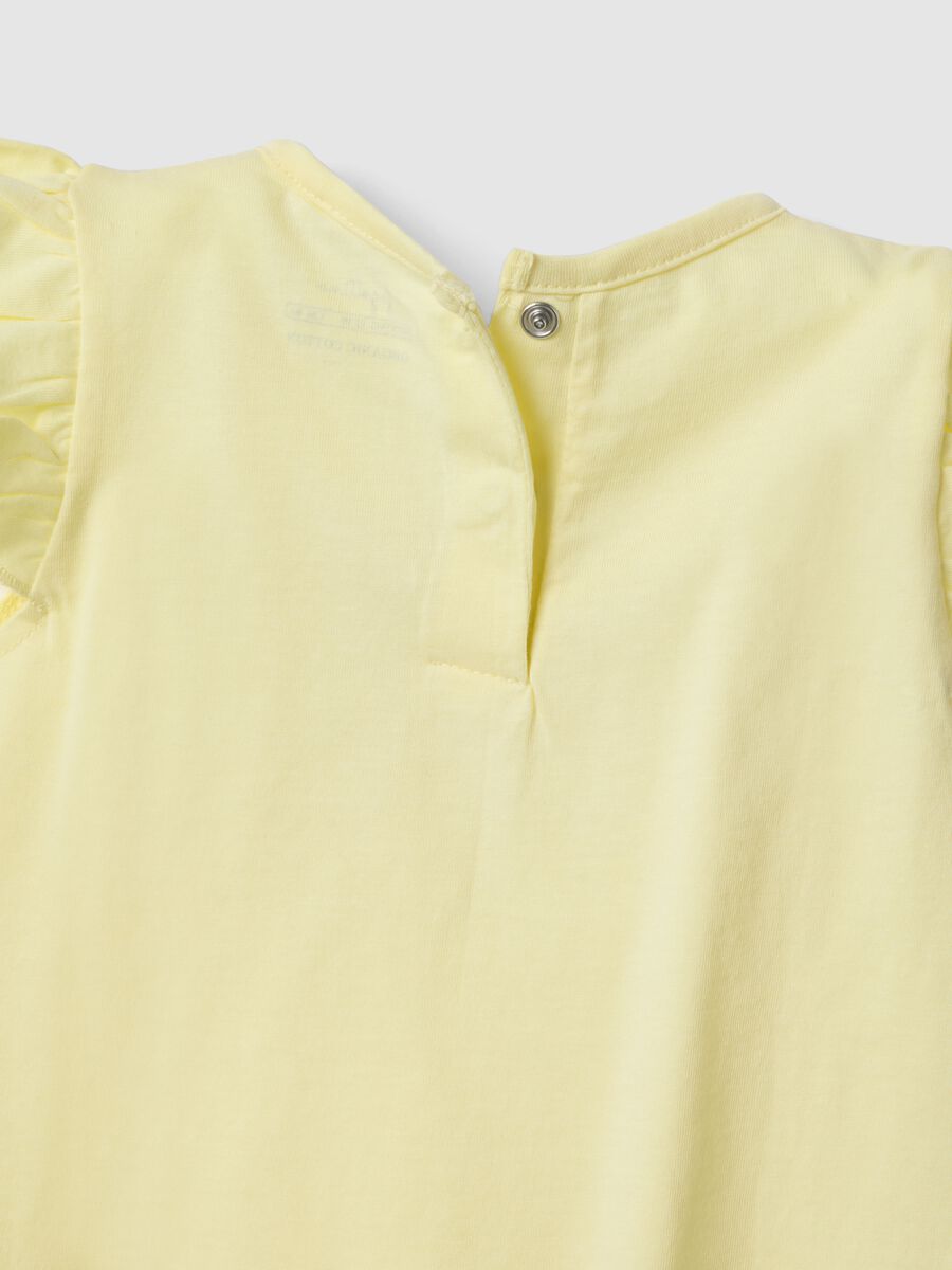 Multicoloured pure cotton baby pyjamas with ruffled sleeves_3