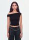 Black asymmetric one-shoulder slim-fit stretch viscose top_1