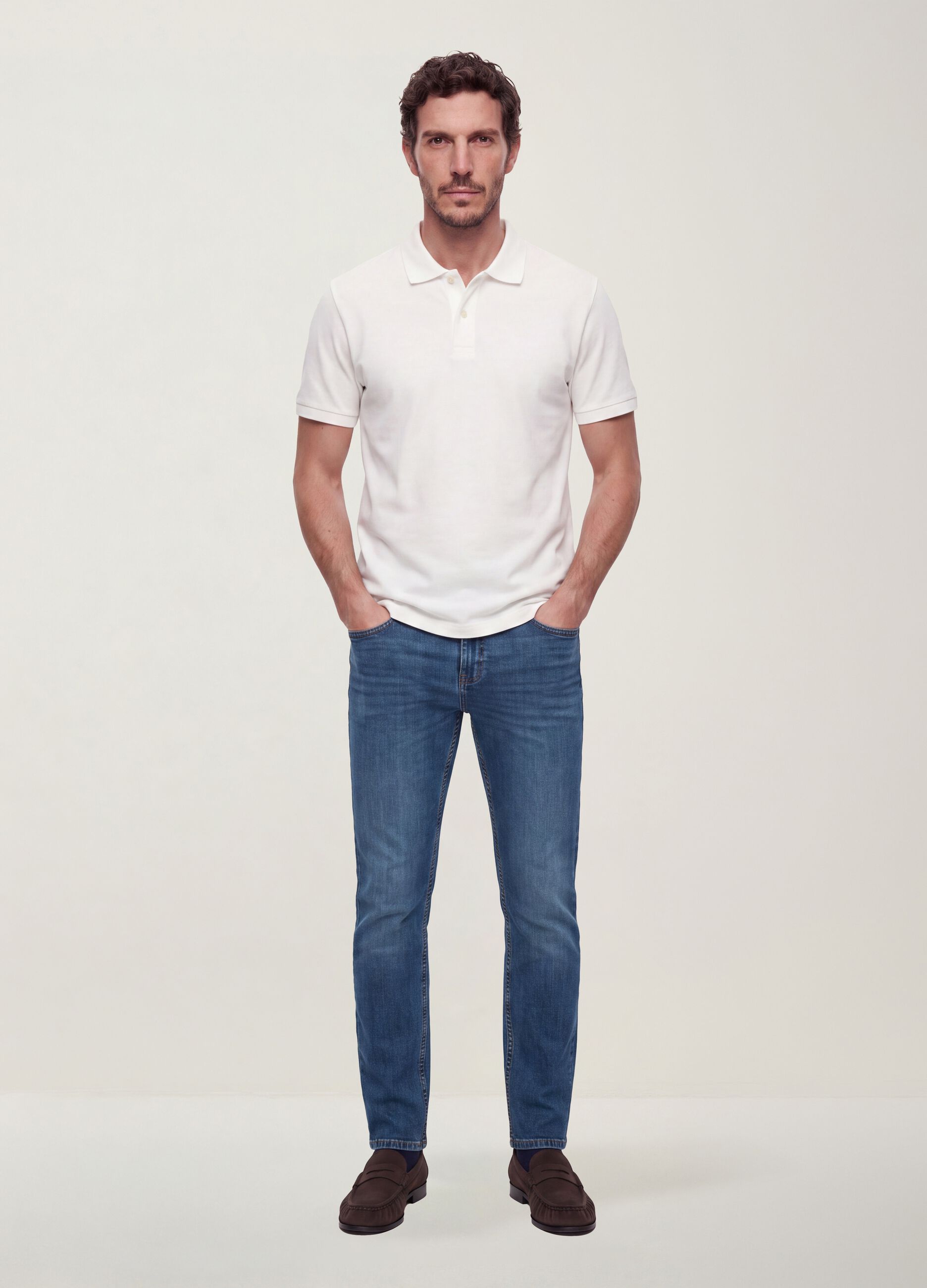 Blue skinny stretch-cotton jeans