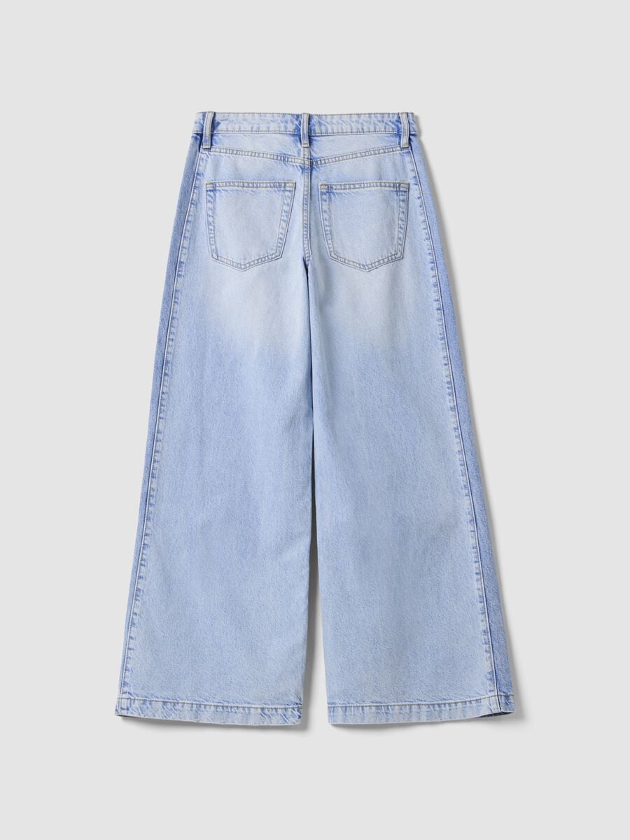 Light blue wide-leg jeans in pure cotton_6