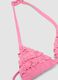 Pink triangle bikini in stretch fabric with frills_2