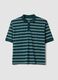 Green pure cotton striped polo shirt, regular fit_0