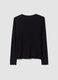T-shirt nera in viscosa elasticizzata con arricciatura frontale slim fit_6