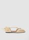 Beige woven lace-up sandals_0