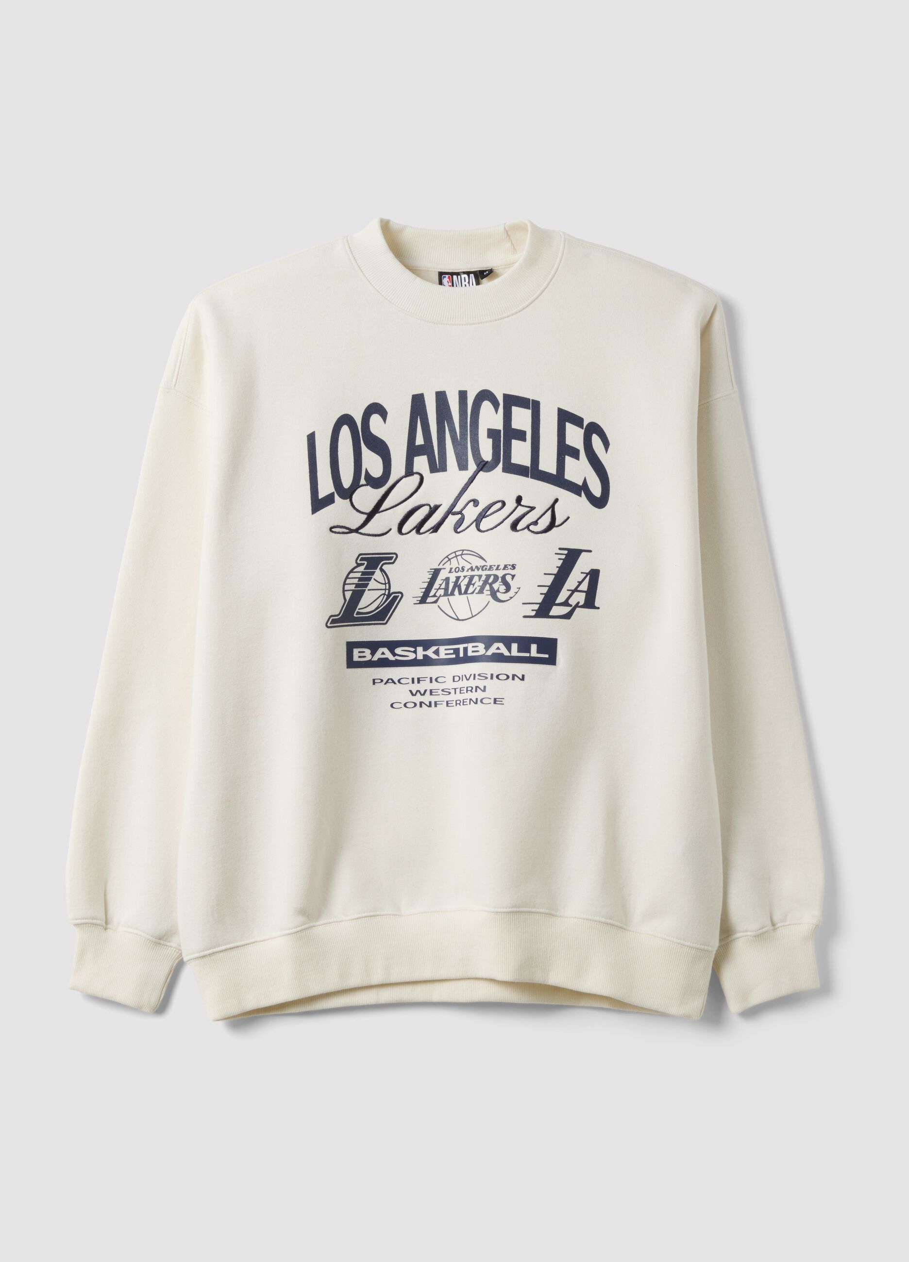 White cotton-blend sweatshirt with Lakers print