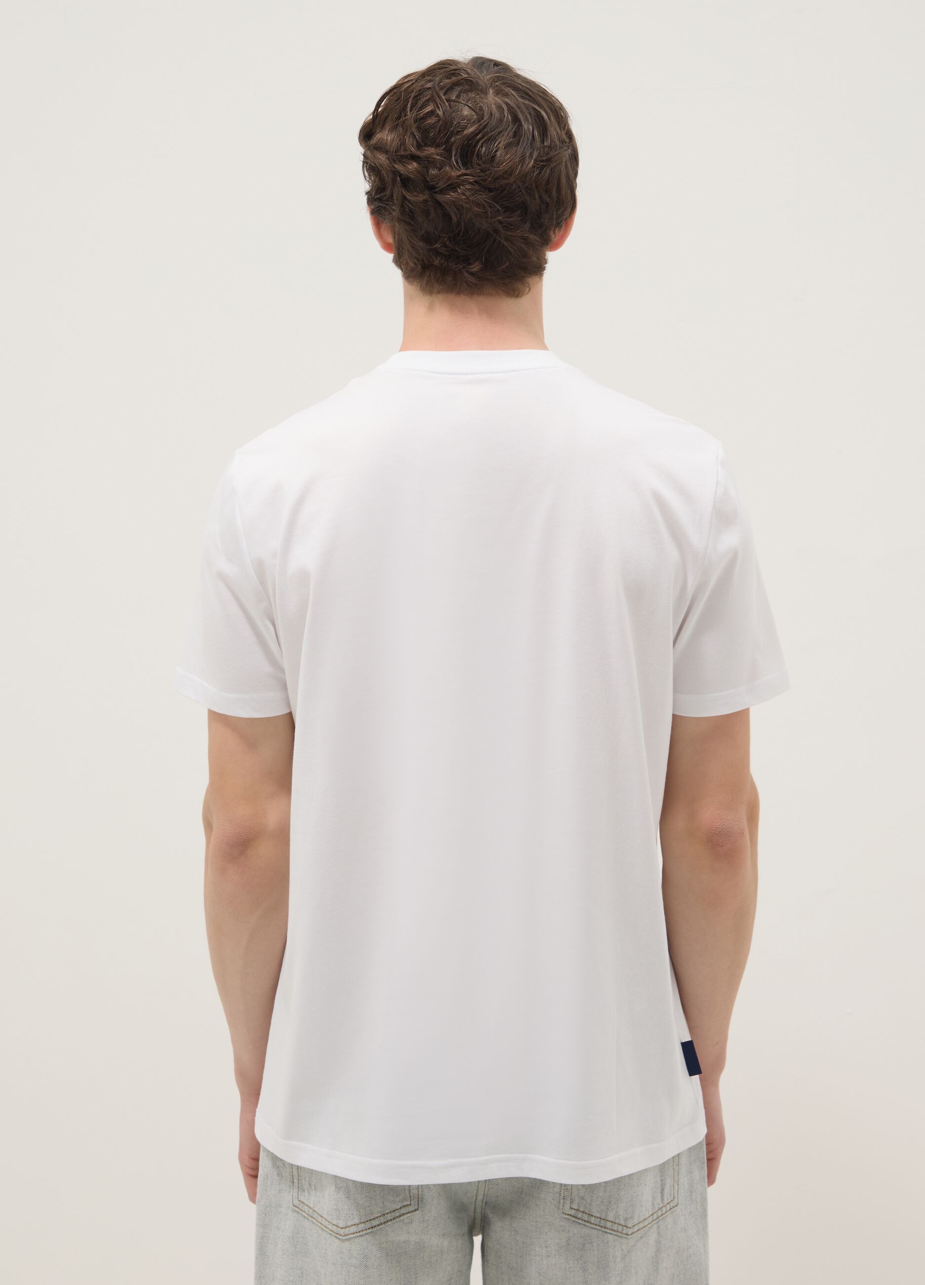 Wei&szlig;es T-Shirt aus reiner Baumwolle mit Print, Regular Fit