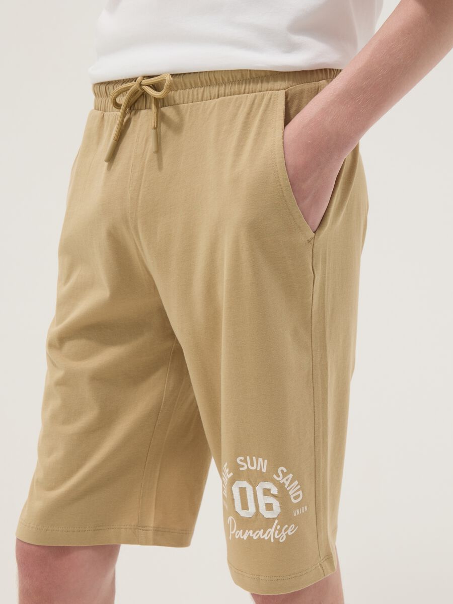 Boys&rsquo; beige pure cotton regular-fit shorts_2