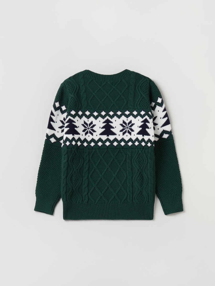 Cable-knit pullover with jacquard design_1