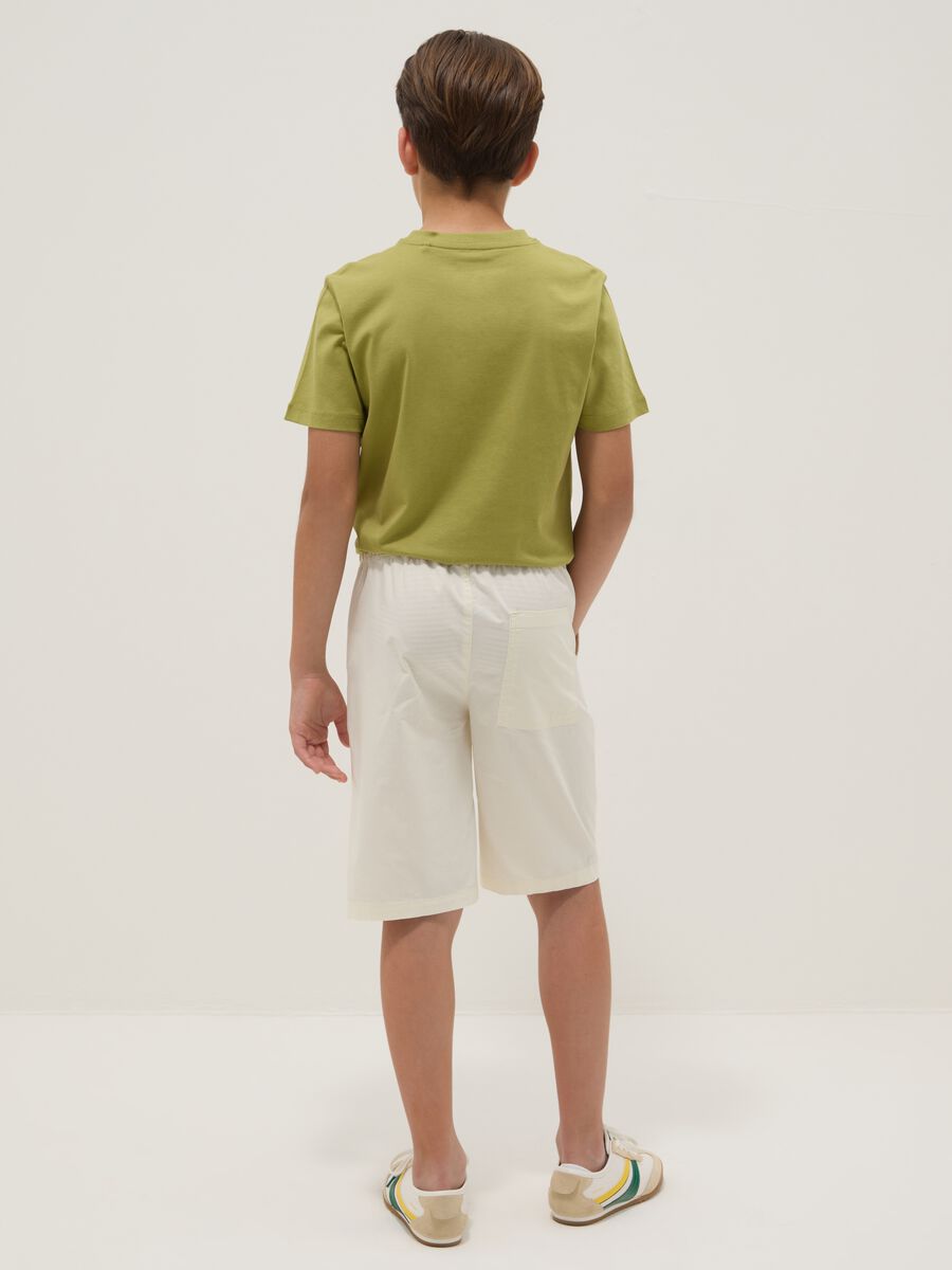 Beige pure cotton shorts with elasticated waist_1