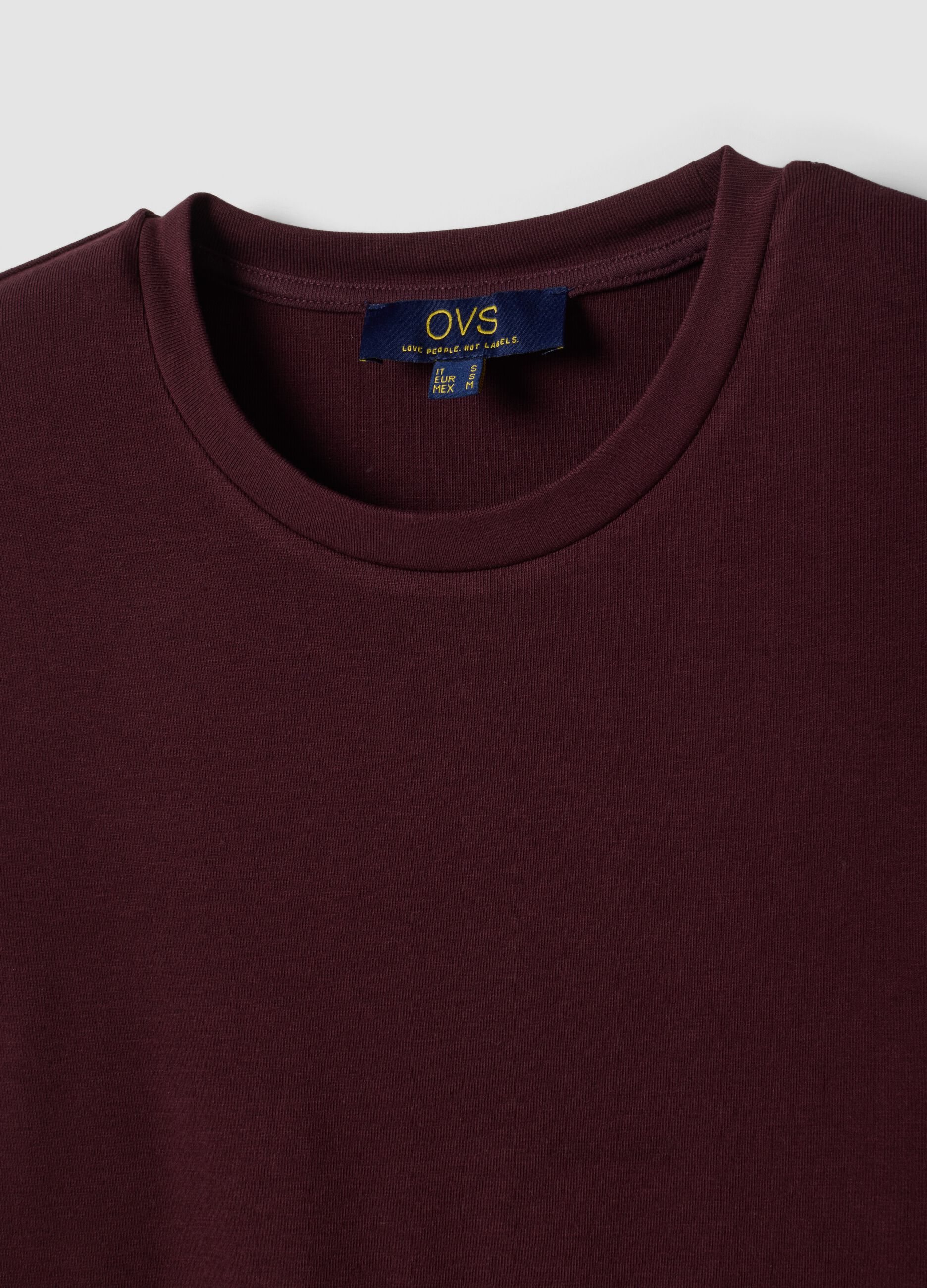 T-shirt viola girocollo in viscosa e lana elasticizzata regular fit