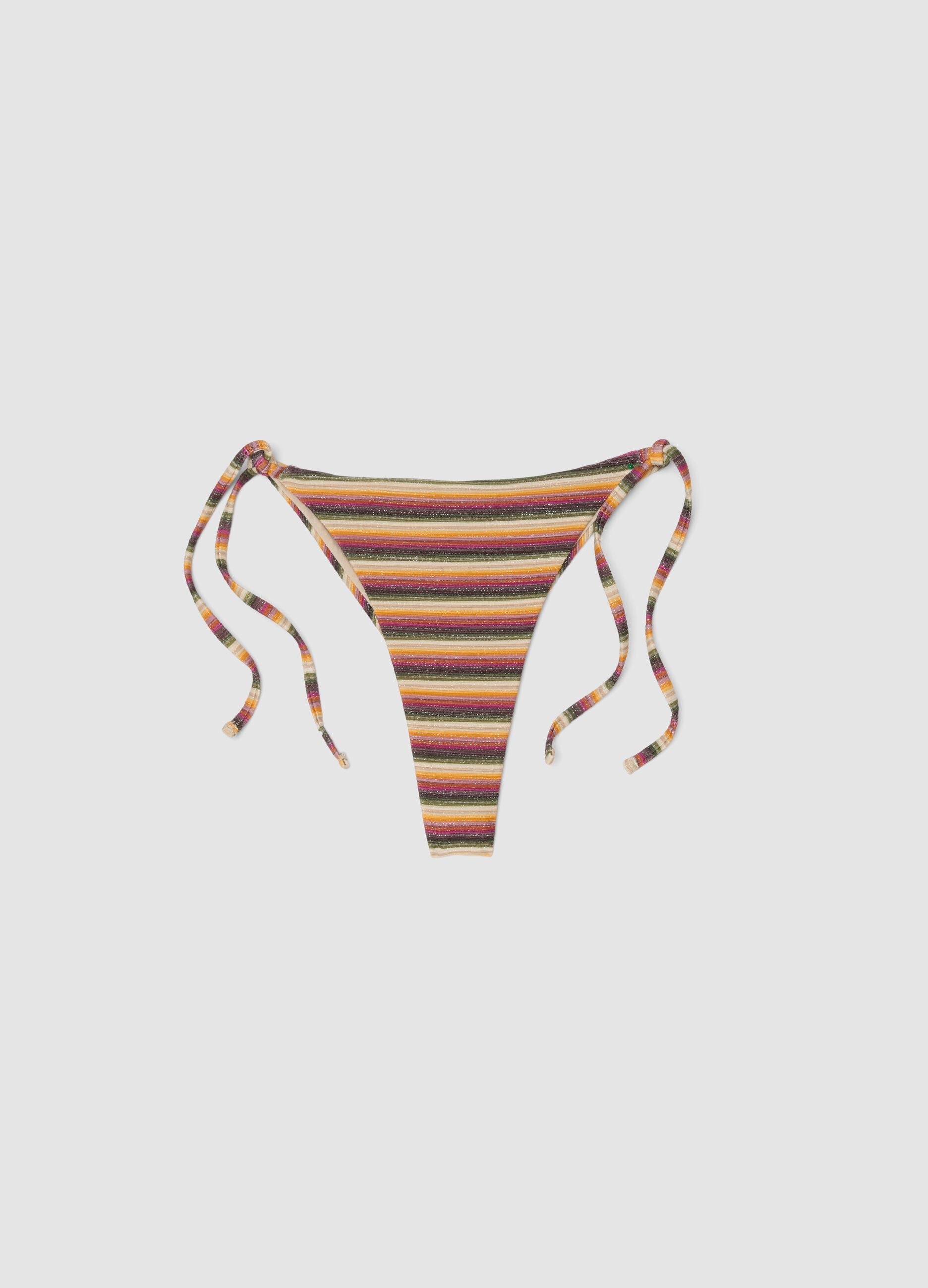 Mehrfarbig gestreifte Bikinihose aus Stretchmaterial