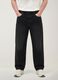 Black cotton denim wide-leg jeans_3
