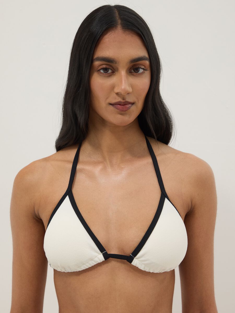 Haut de bikini triangle multicolore en tissu stretch_1