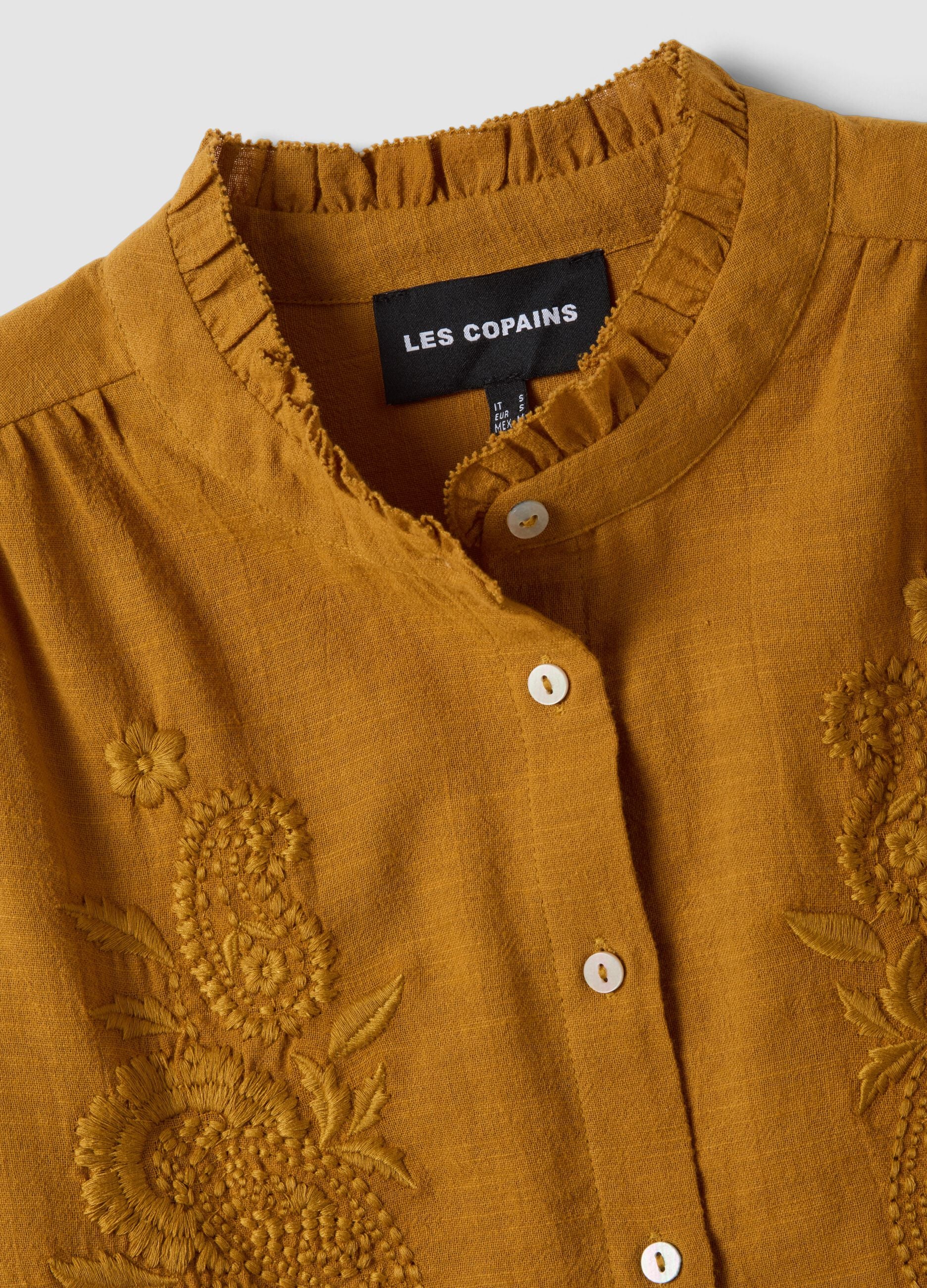 Orange pure cotton shirt with embroidery