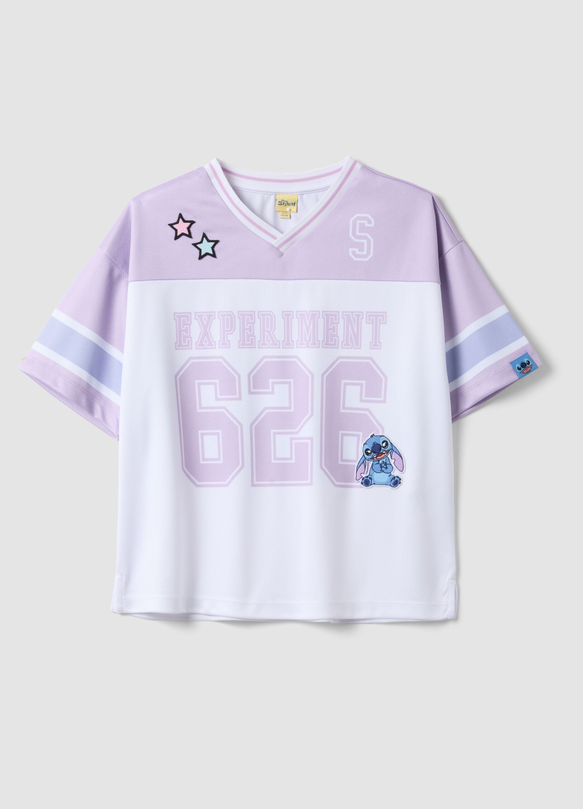 Girls' multicolour pure cotton boxy fit T-shirt with Stitch