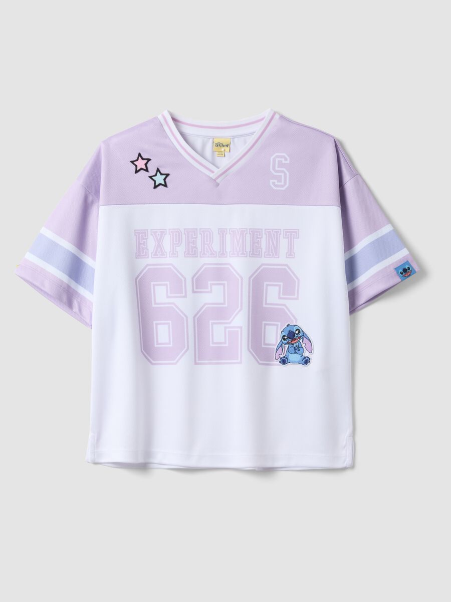 Mehrfarbiges reines Baumwoll-T-Shirt f&uuml;r M&auml;dchen im Boxy-Fit mit Stitch_0