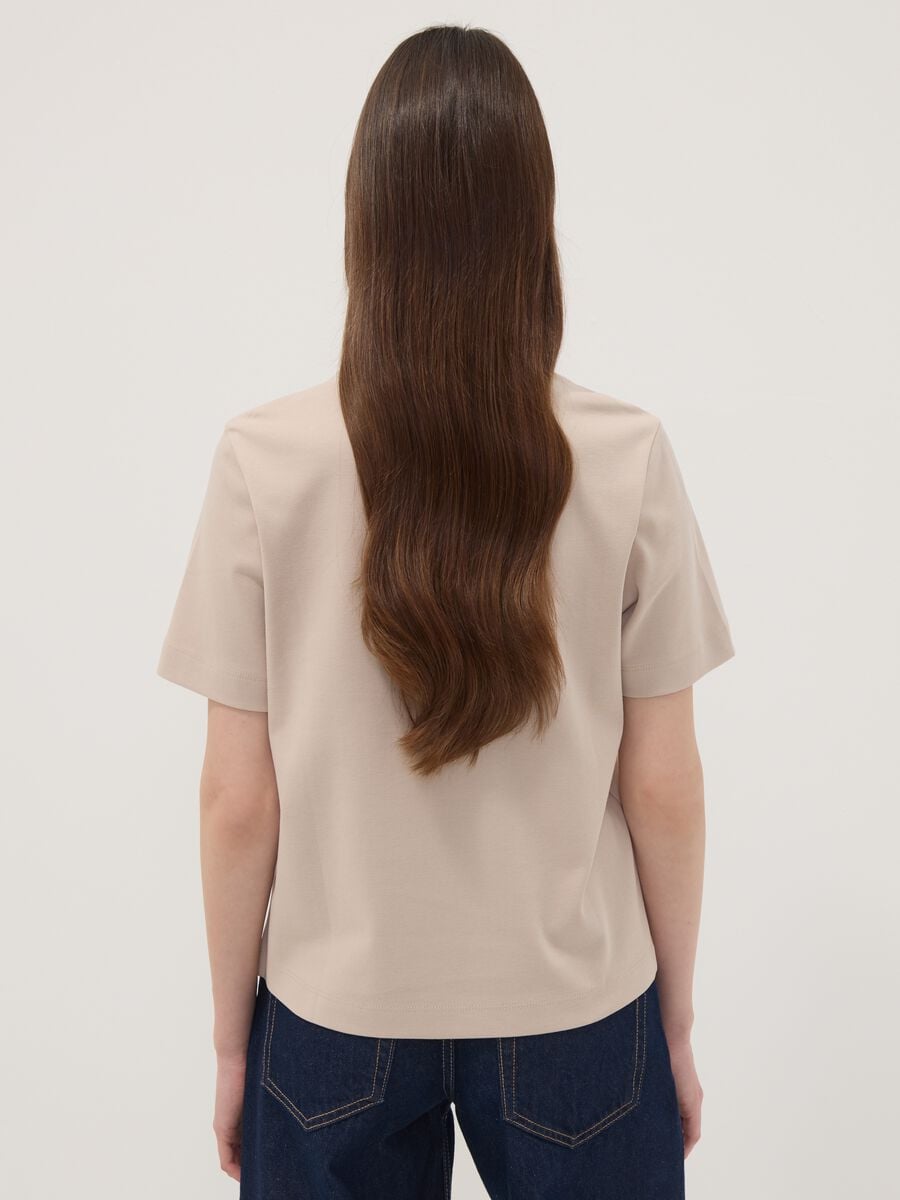 Beige relaxed-fit pure cotton short-sleeve T-shirt_3
