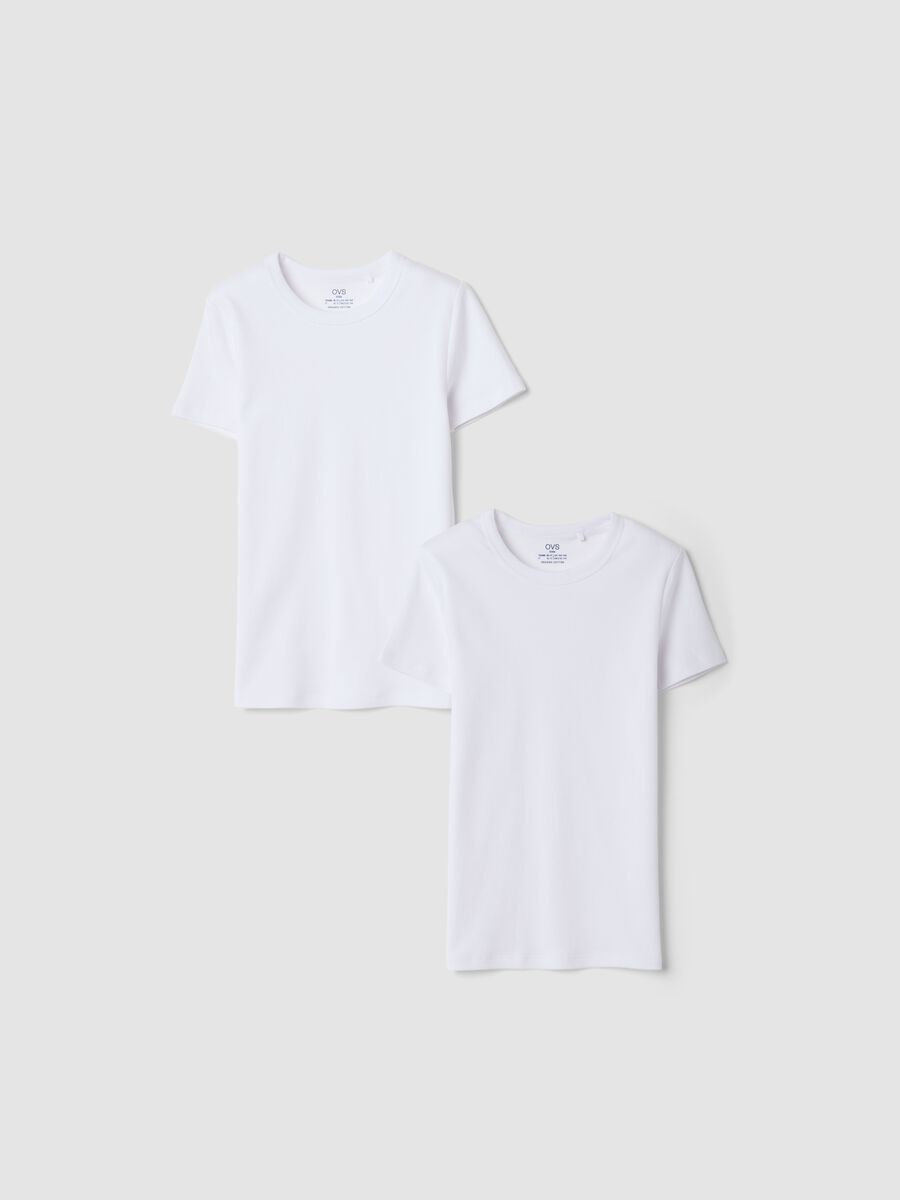Bipack di t-shirt bianche girocollo in puro cotone organico_0