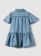 Blue denim cotton blend dress for girls with rainbows_1
