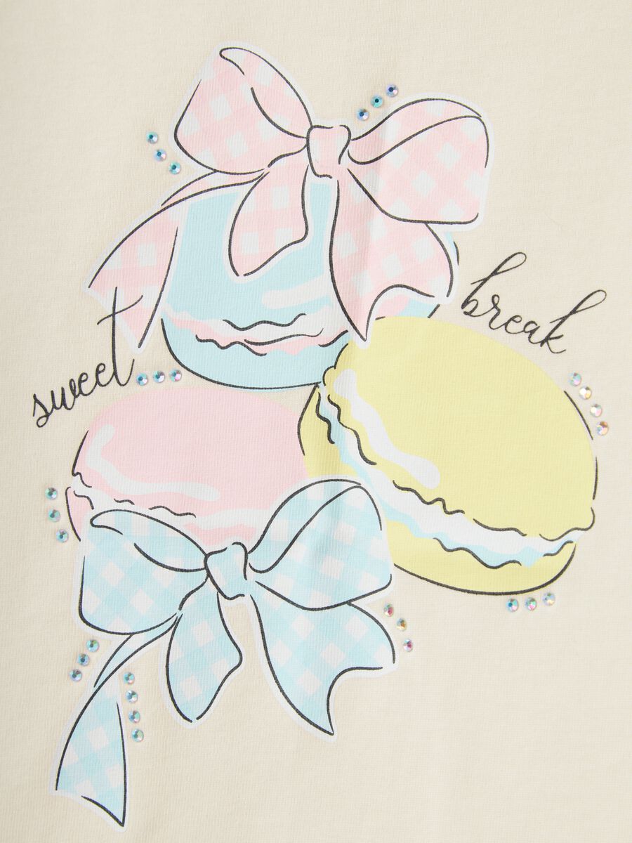 Beige pure cotton regular fit T-shirt with print for girls_3