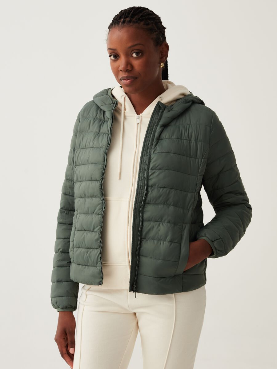 Ultra-light padded jacket with hood_0