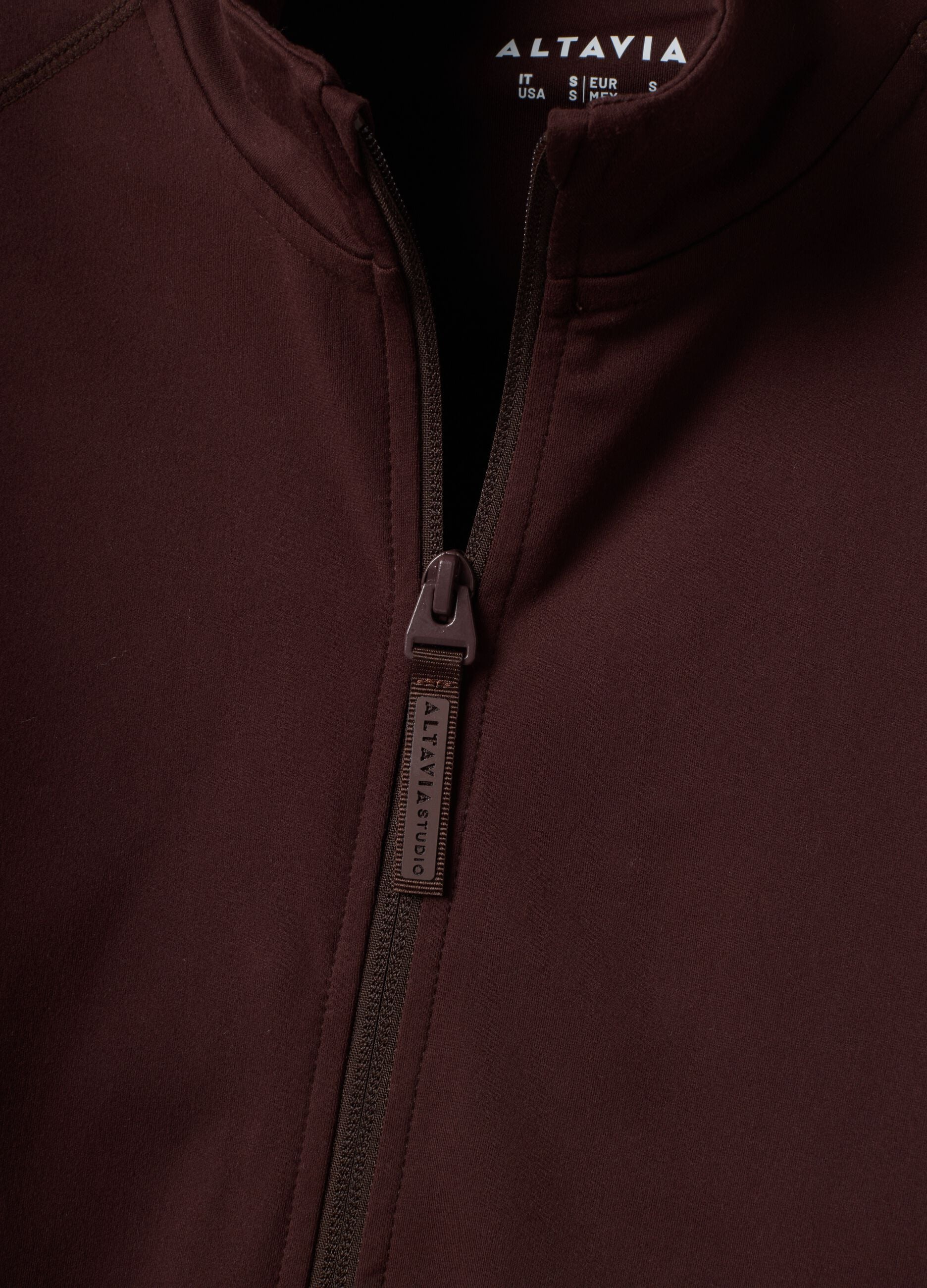 Brown fitted full-zip jacket in stretch fabric ALTAVIA STUDIO