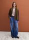 Blazer marrone in misto lana e viscosa con frange applicate_1