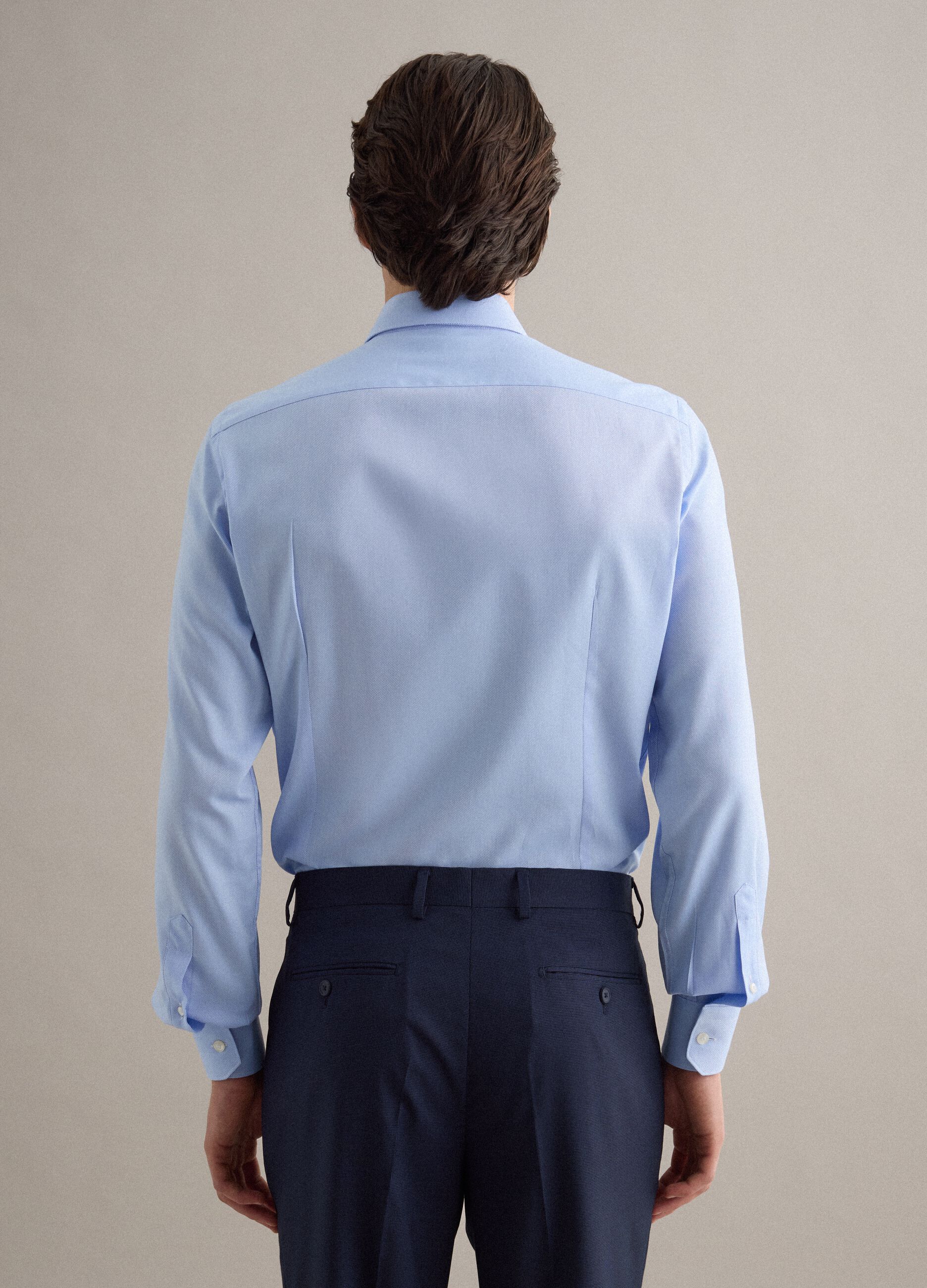 Camisa azul de algod&oacute;n puro slim fit