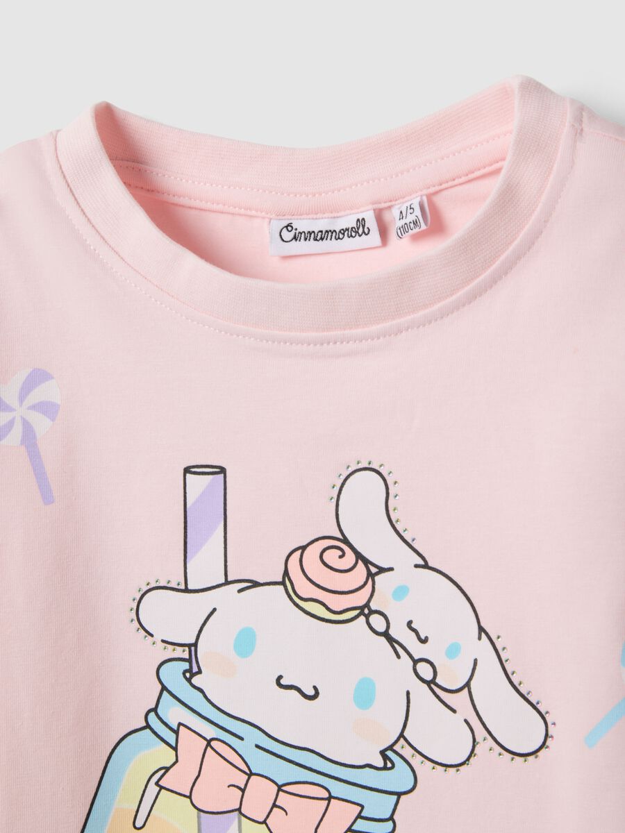 T-shirt in cotone elasticizzato rosa da bambina regular fit con stampa_2