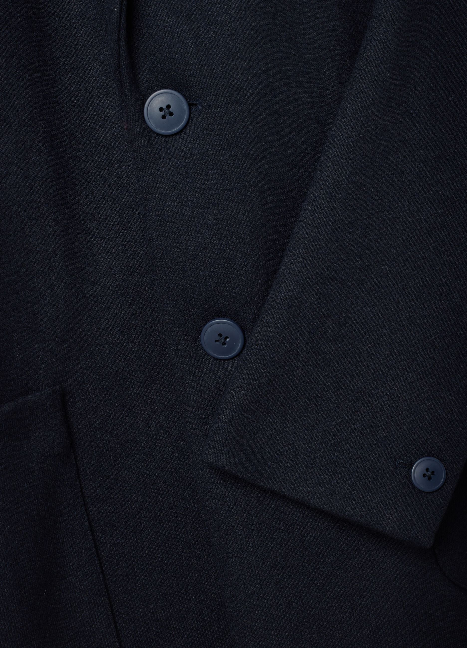 Cappotto blu in misto lana con rever classico regular fit