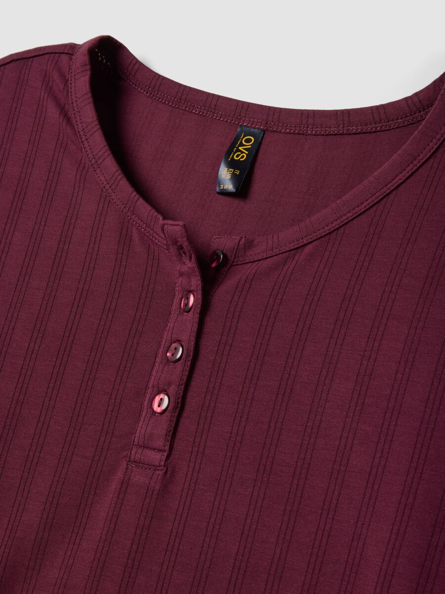 Red ribbed stretch viscose pyjama top_5