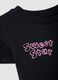 Girls' Regular Fit Black Pure Cotton T-Shirt with Stars_2